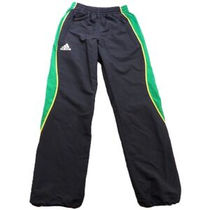 Adidas Track Pants Athletics Joggers Zip Pockets Polyester Womens XS Black Green